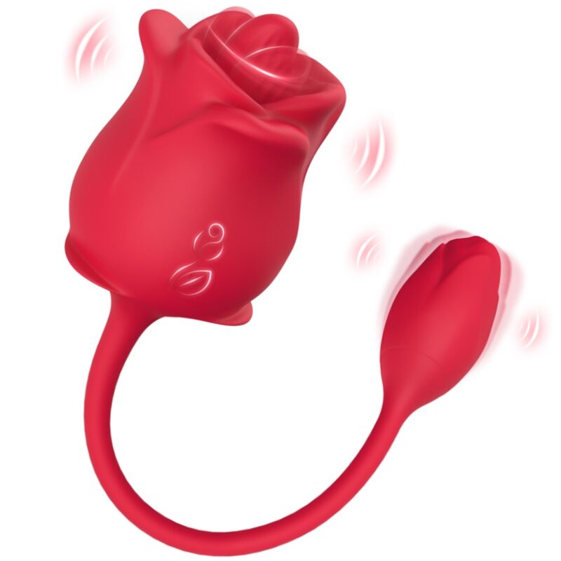 ARMONY - PINK 2 IN 1 SUCTION STIMULATOR & VIBRATOR 10 MODES WITH RED TAIL - NOCTURNA DESIRES