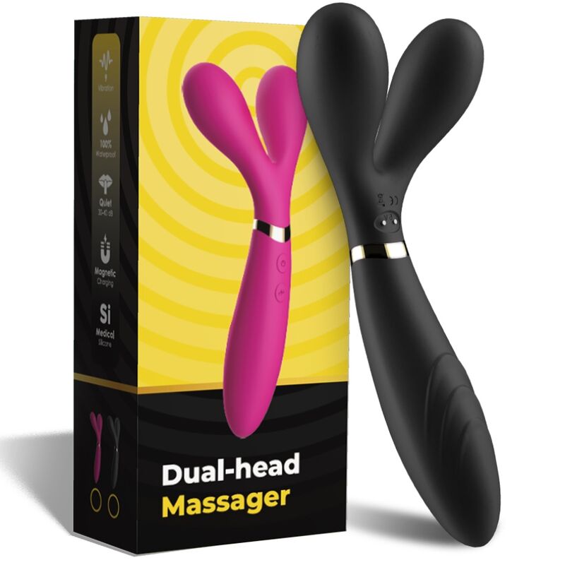 ARMONY - Y-WAND MASSAGER & VIBRATOR DOUBLE HEAD BLACK - NOCTURNA DESIRES