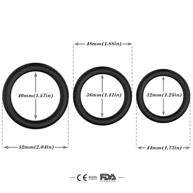 ARMONY - TRIPLE SILICONE RING BLACK - NOCTURNA DESIRES