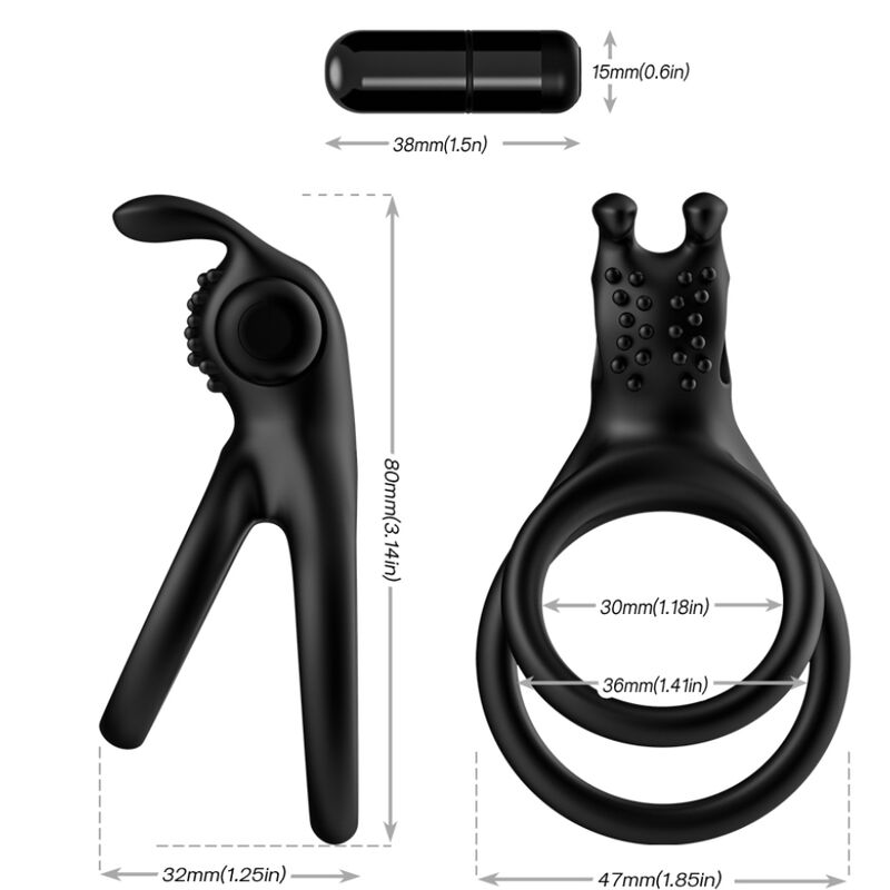 ARMONY - TRAVELER DOUBLE VIBRATOR RING FOR COUPLES RABBIT BLACK - NOCTURNA DESIRES