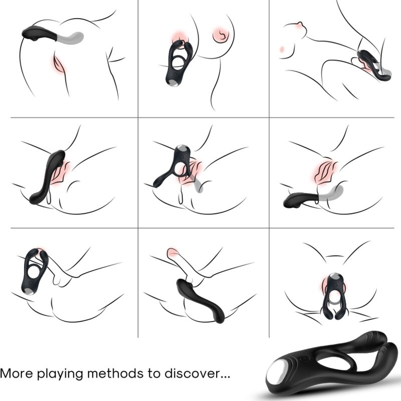 ARMONY - VEYRON DOUBLE VIBRATOR RING TOY FOR COUPLES BLACK - NOCTURNA DESIRES