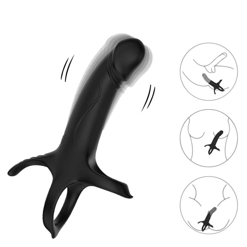 ARMONY - DILDO WITH RING & VIBRATOR REMOTE CONTROL BLACK - NOCTURNA DESIRES