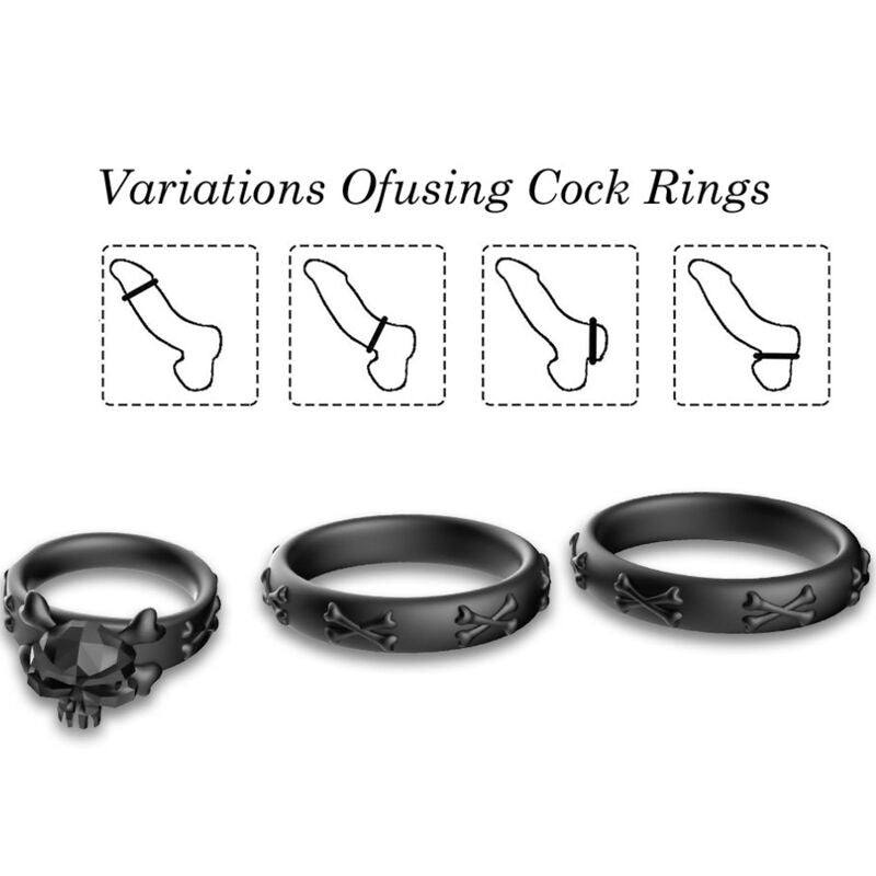 ARMONY - RINGS CALAVERA SILICONE BLACK - NOCTURNA DESIRES