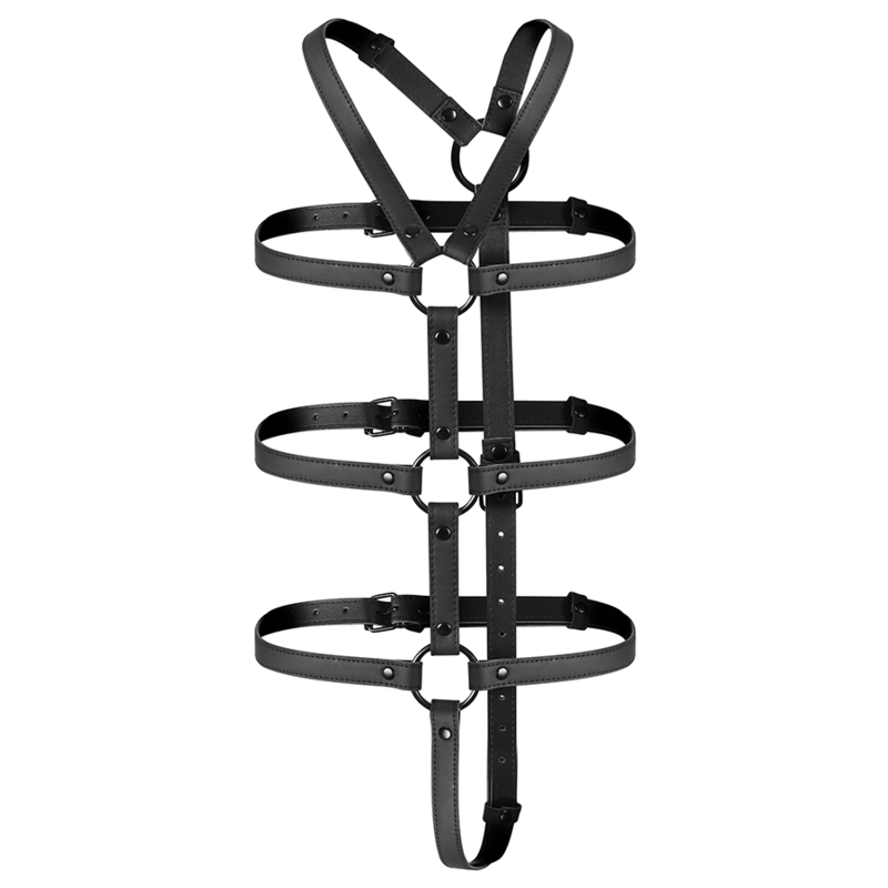FETISH SUBMISSIVE BONDAGE - ADJUSTABLE HARNESS TORSO AND ARMS - NOCTURNA DESIRES