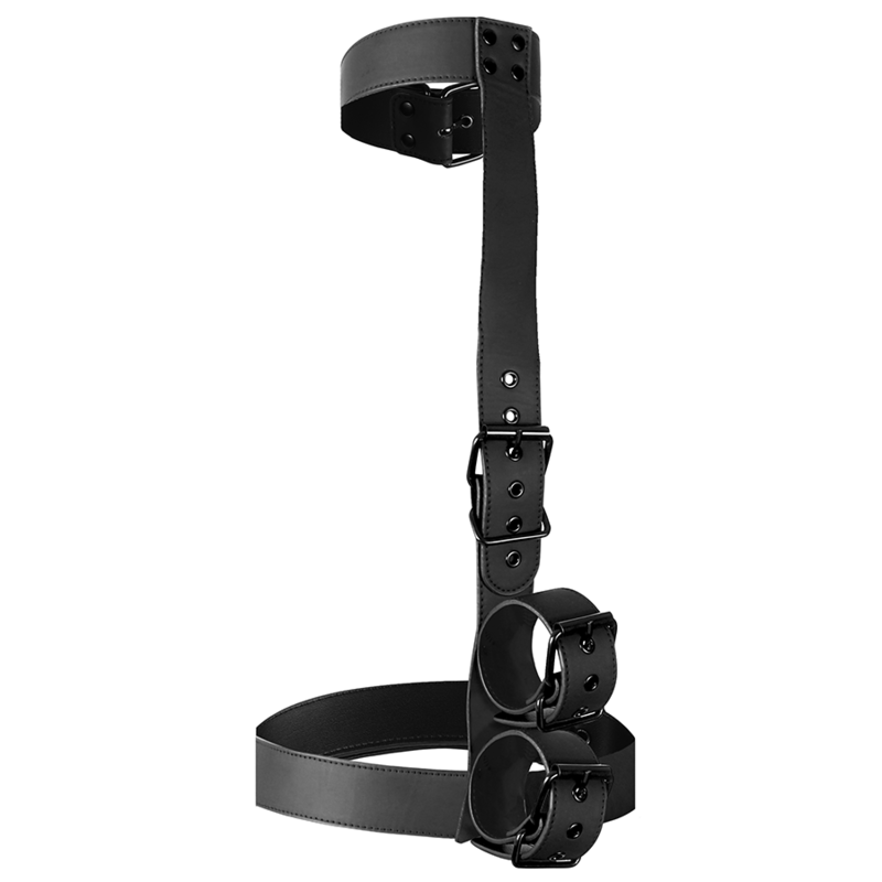 FETISH SUBMISSIVE BONDAGE - COLLAR & WRIST CUFFS BODY RESTRAINT SET - NOCTURNA DESIRES