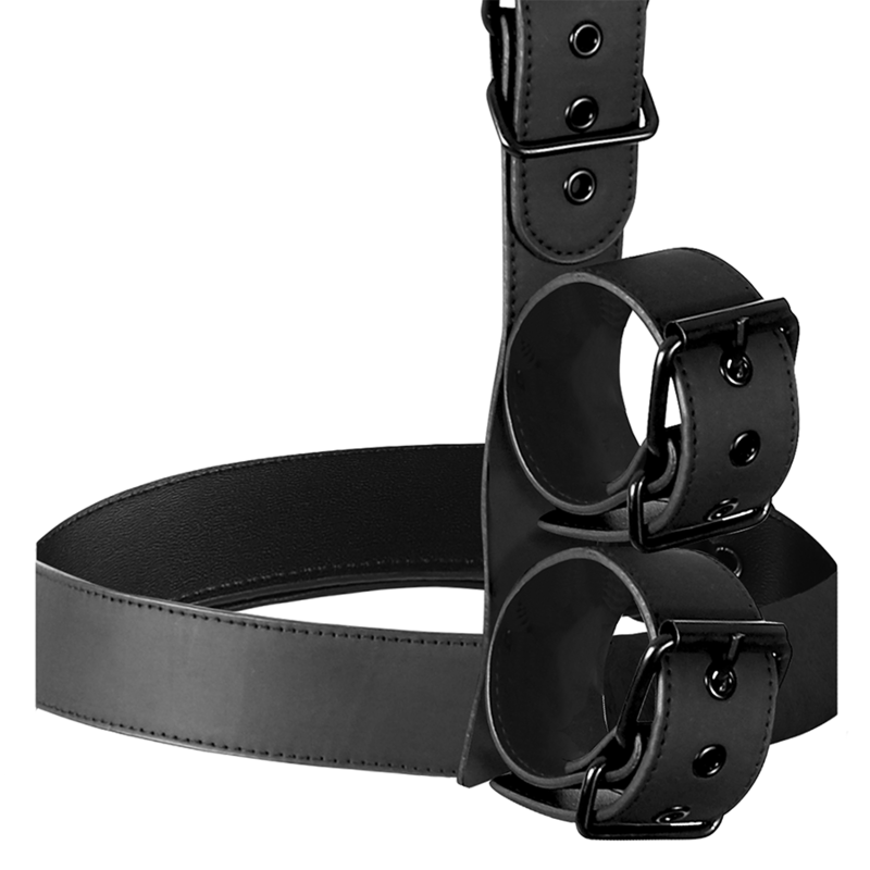 FETISH SUBMISSIVE BONDAGE - COLLAR & WRIST CUFFS BODY RESTRAINT SET - NOCTURNA DESIRES