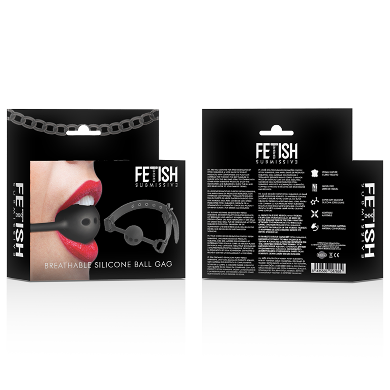 FETISH SUBMISSIVE BONDAGE - BREATHABLE SILICONE BALL GAG - NOCTURNA DESIRES