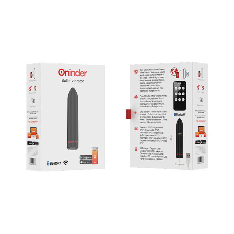 ONINDER - BERLIN BULLET VIBRATOR BLACK 9 MODES 8.5 X 2 CM - FREE APP - NOCTURNA DESIRES