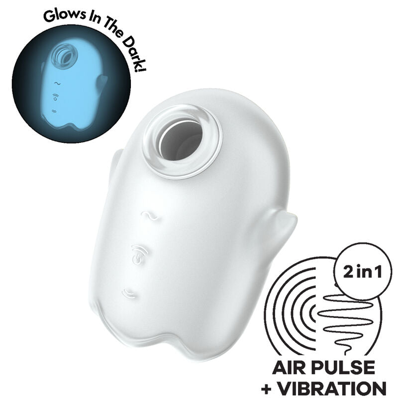 SATISFYER - GLOWING GHOST AIR PULSE & VIBRATOR WHITE - NOCTURNA DESIRES