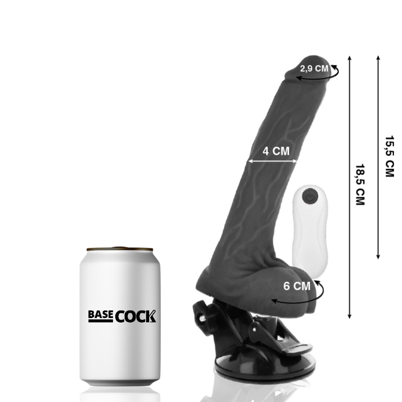 BASECOCK - REALISTIC ARTICULABLE REMOTE CONTROL BLACK 18.5 CM -O- 4 CM - NOCTURNA DESIRES