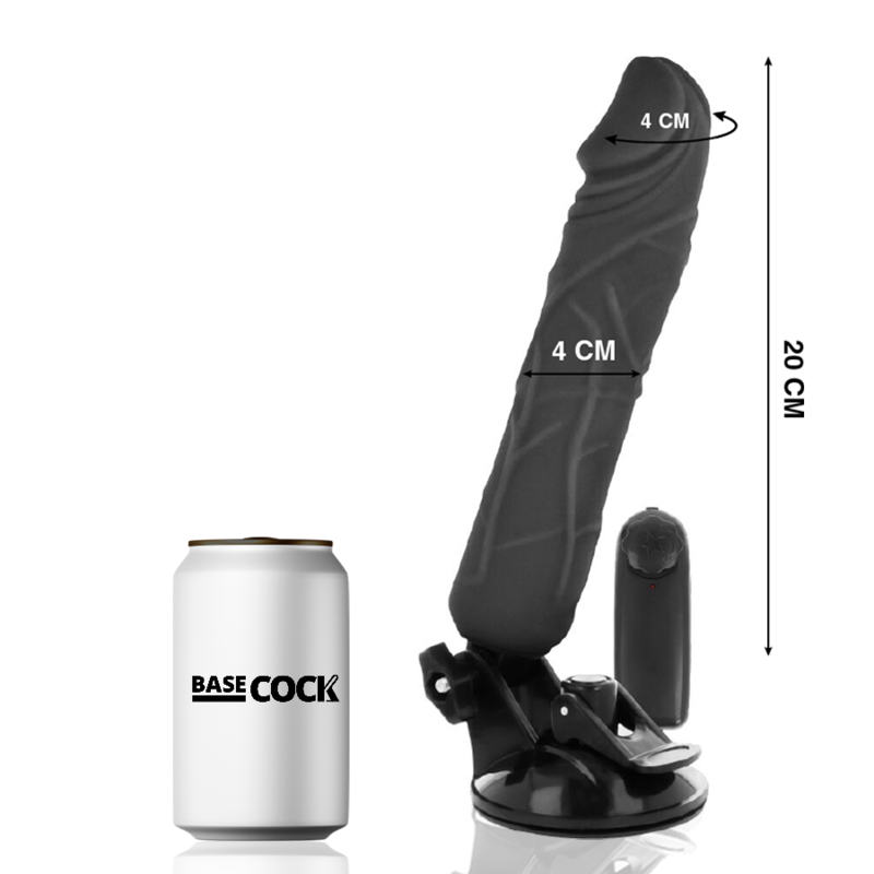 BASECOCK - REALISTIC VIBRATOR REMOTE CONTROL BLACK 20 CM -O- 4 CM - NOCTURNA DESIRES