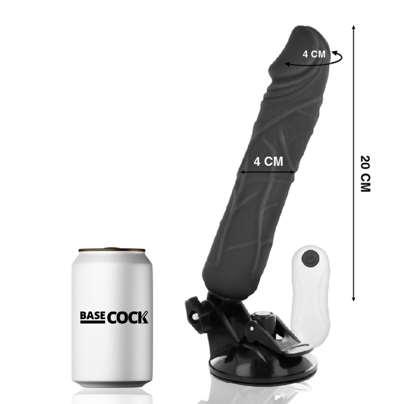 BASECOCK - REALISTIC VIBRATOR REMOTE CONTROL BLACK 20 CM -O- 4 CM - NOCTURNA DESIRES