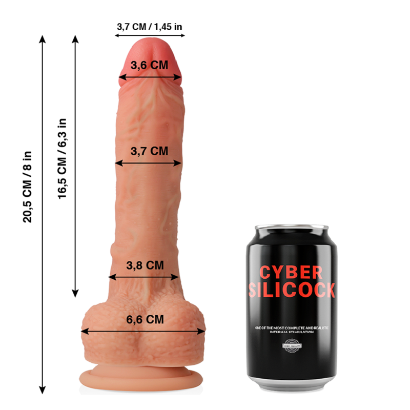 CYBER SILICOCK - CONNOR ULTRA REALISTIC SOFT LIQUID SILICONE 20.5 CM -O- 3.7 CM - NOCTURNA DESIRES