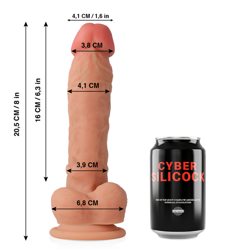 CYBER SILICOCK - ULTRA REALISTIC SOFT LIQUID SILICONE DONG 20.5 CM -O- 4.1 CM - NOCTURNA DESIRES