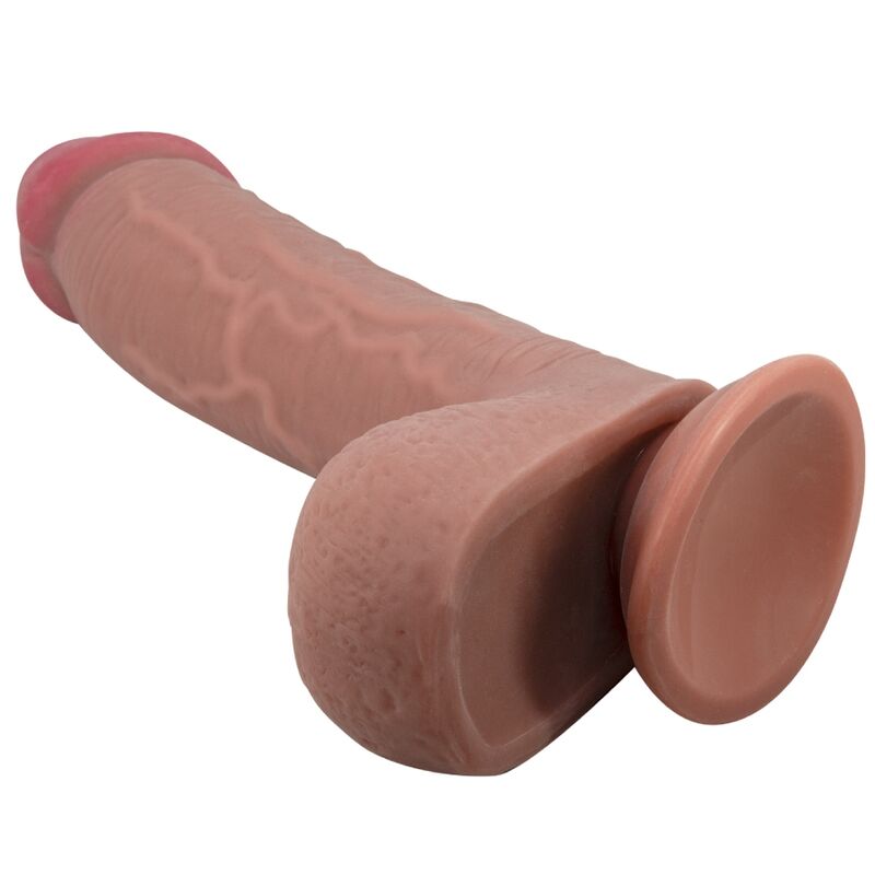 PRETTY LOVE - SLIDING SKIN SERIES REALISTIC DILDO WITH SLIDING SKIN SUCTION CUP BROWN 23.4 CM - NOCTURNA DESIRES