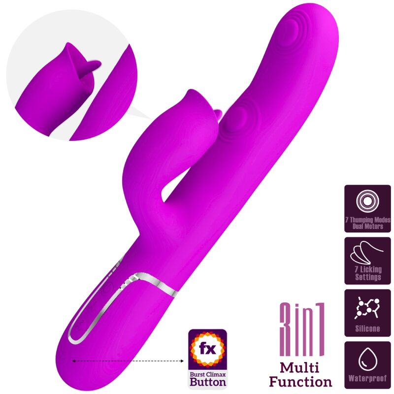 PRETTY LOVE - RABBIT VIBRATOR WITH LICKING FUCHSIA - NOCTURNA DESIRES
