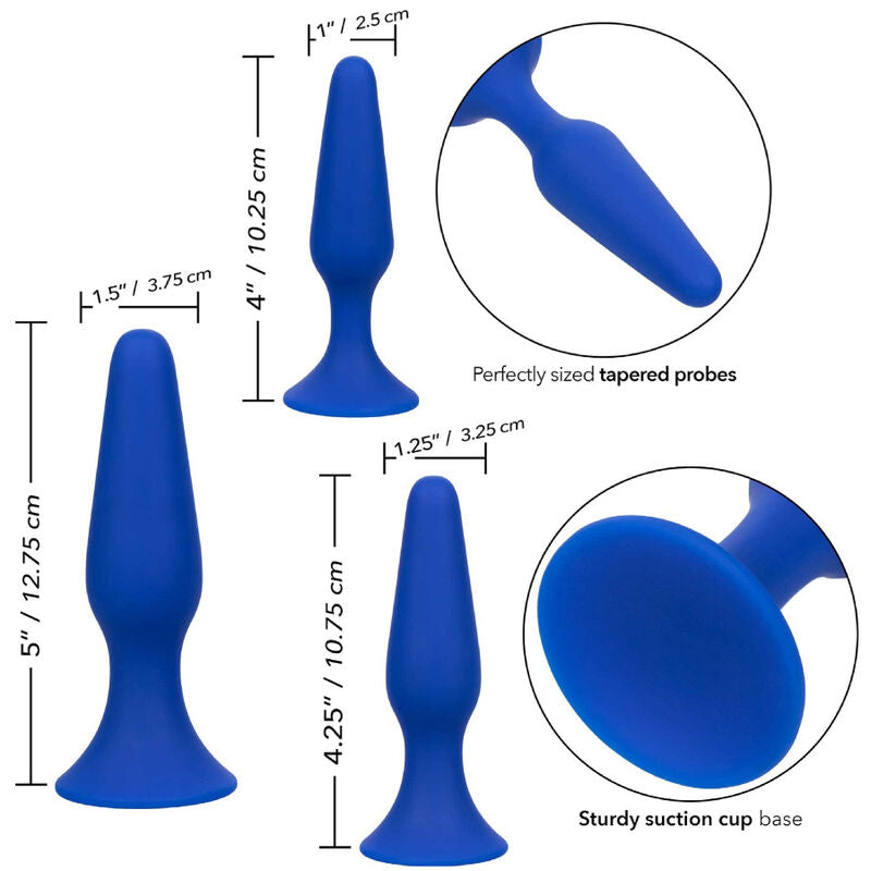 CALEXOTICS - ADMIRAL KIT 3 ANAL PLUG BLUE - NOCTURNA DESIRES