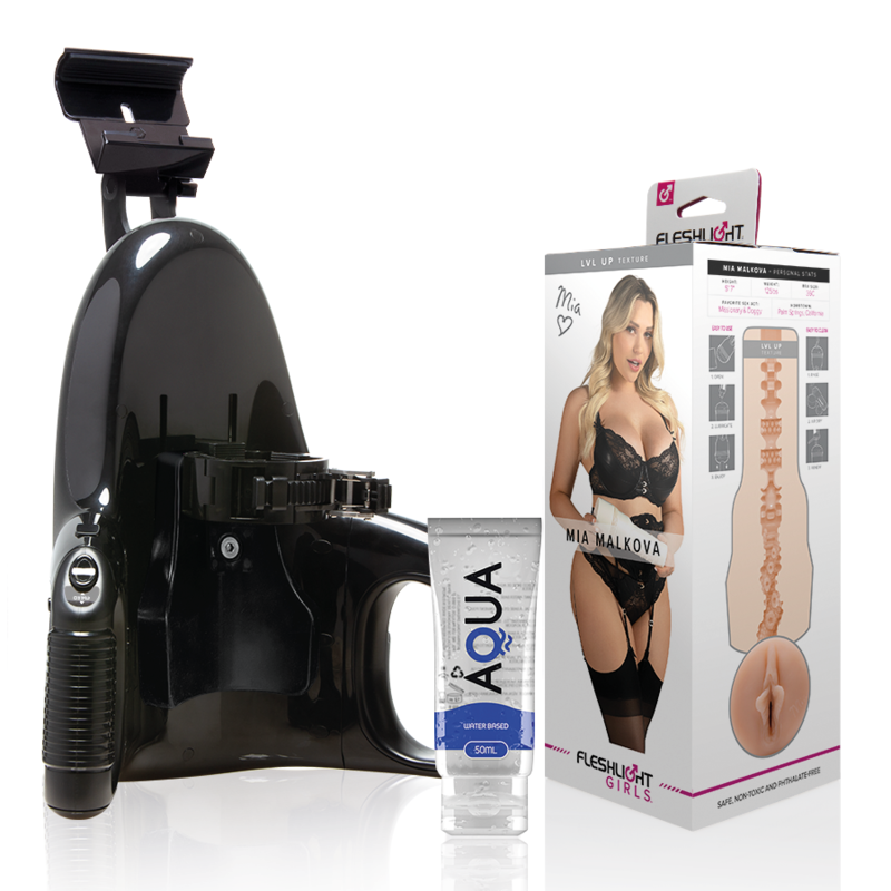 FLESHLIGHT - MIA MALKOVA VAGINA LVL UP + UNIVERSAL LAUNCH + AQUA QUALITY LUBRICANT 50 ML - NOCTURNA DESIRES