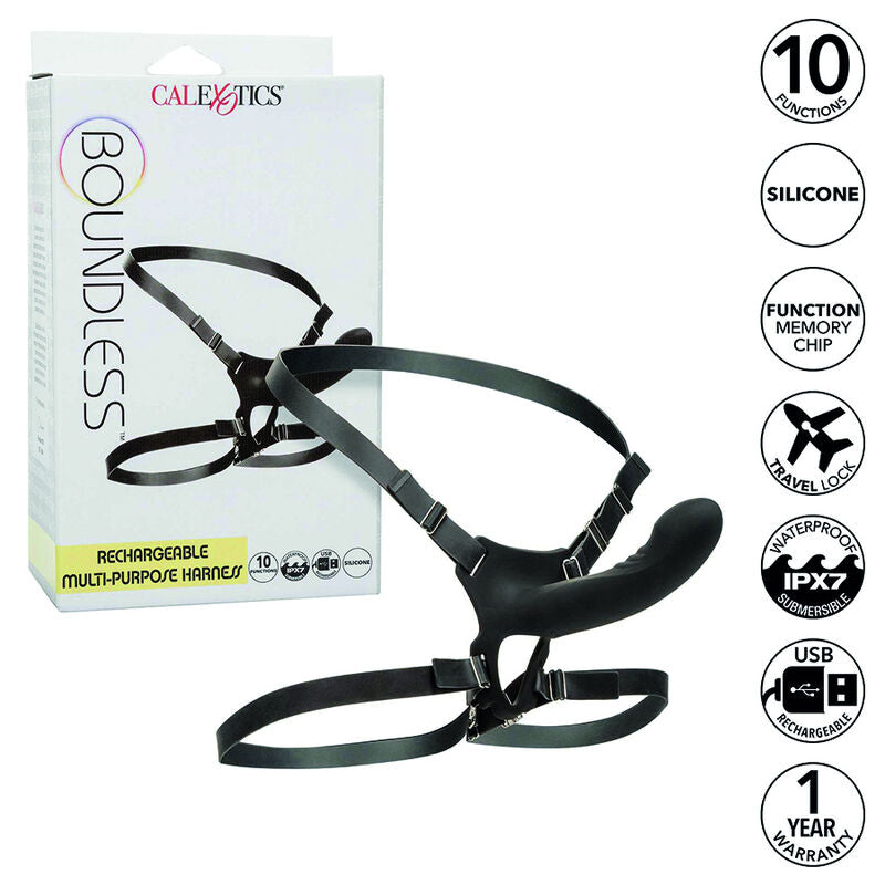 CALEXOTICS - BOUNDLESS RECHARGABLE MULTI-PORPUSE ARNESS - NOCTURNA DESIRES
