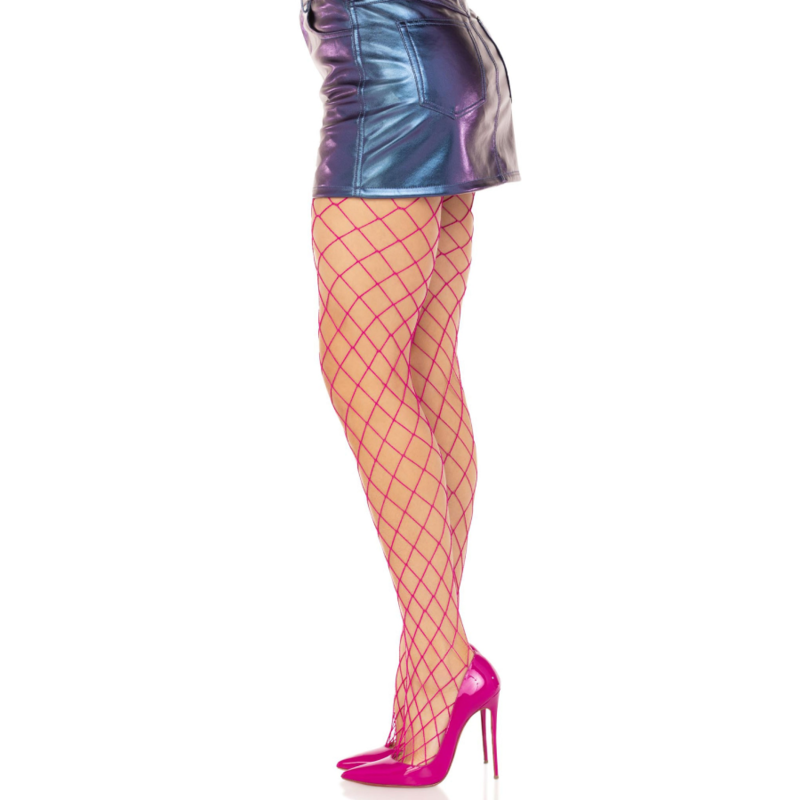 LEG AVENUE - DIAMOND FISHNNET PANTYHOSE PINK - NOCTURNA DESIRES
