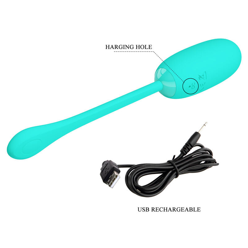 PRETTY LOVE - JULIUS WATERPROOF-RECHARGEABLE VIBRATING EGG AQUA GREEN - NOCTURNA DESIRES