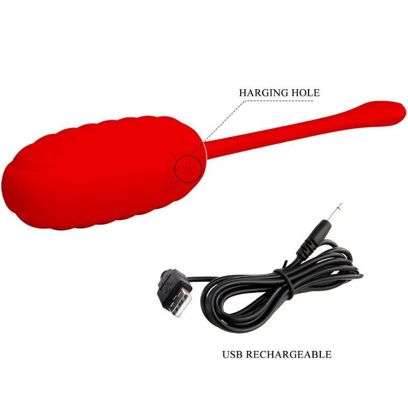 PRETTY LOVE - KIRK RECHARGEABLE VIBRATING EGG RED - NOCTURNA DESIRES