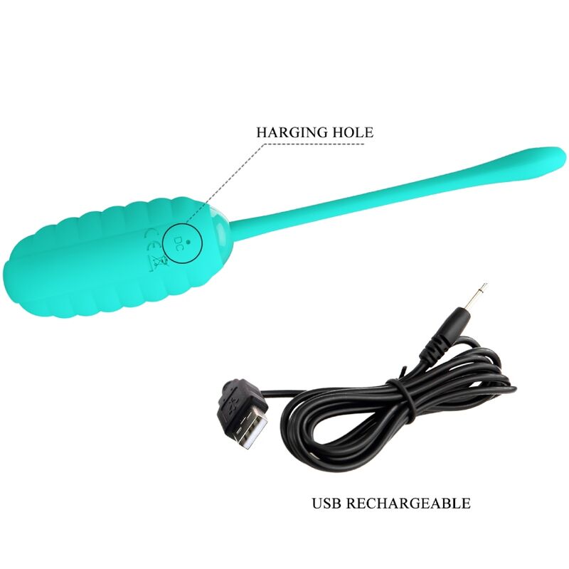 PRETTY LOVE - KIRK RECHARGEABLE VIBRATING EGG AQUA GREEN - NOCTURNA DESIRES