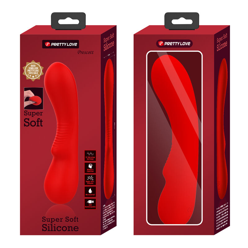 PRETTY LOVE - PRESCOTT RECHARGEABLE VIBRATOR RED - NOCTURNA DESIRES