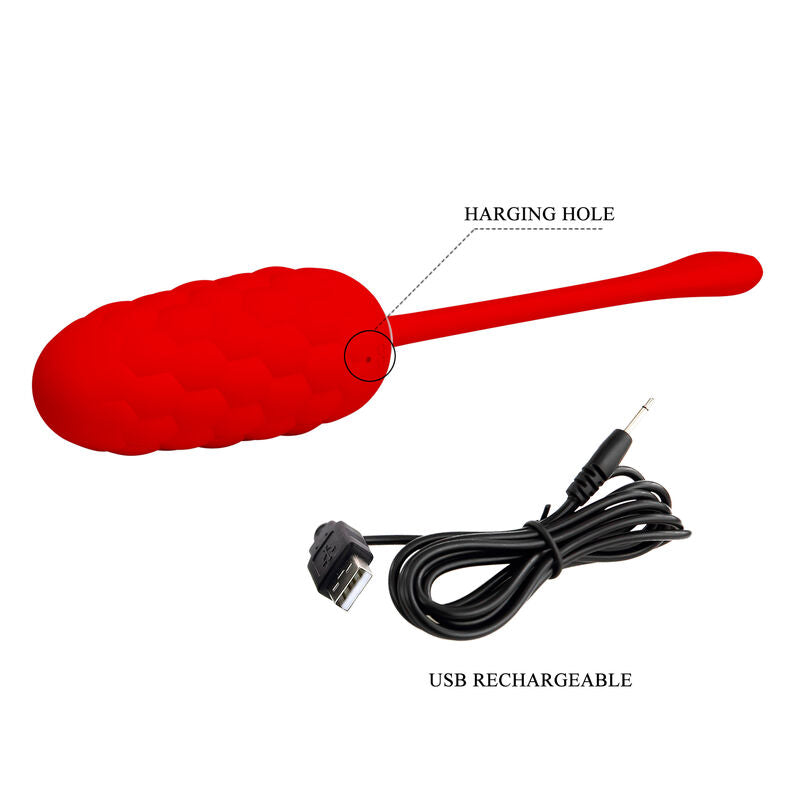 PRETTY LOVE - VIBRATING EGG WITH RED RECHARGEABLE MARINE TEXTURE - NOCTURNA DESIRES