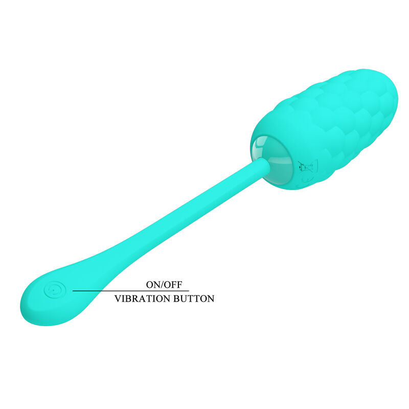 PRETTY LOVE - VIBRATING EGG WITH AQUA GREEN RECHARGEABLE MARINE TEXTURE - NOCTURNA DESIRES