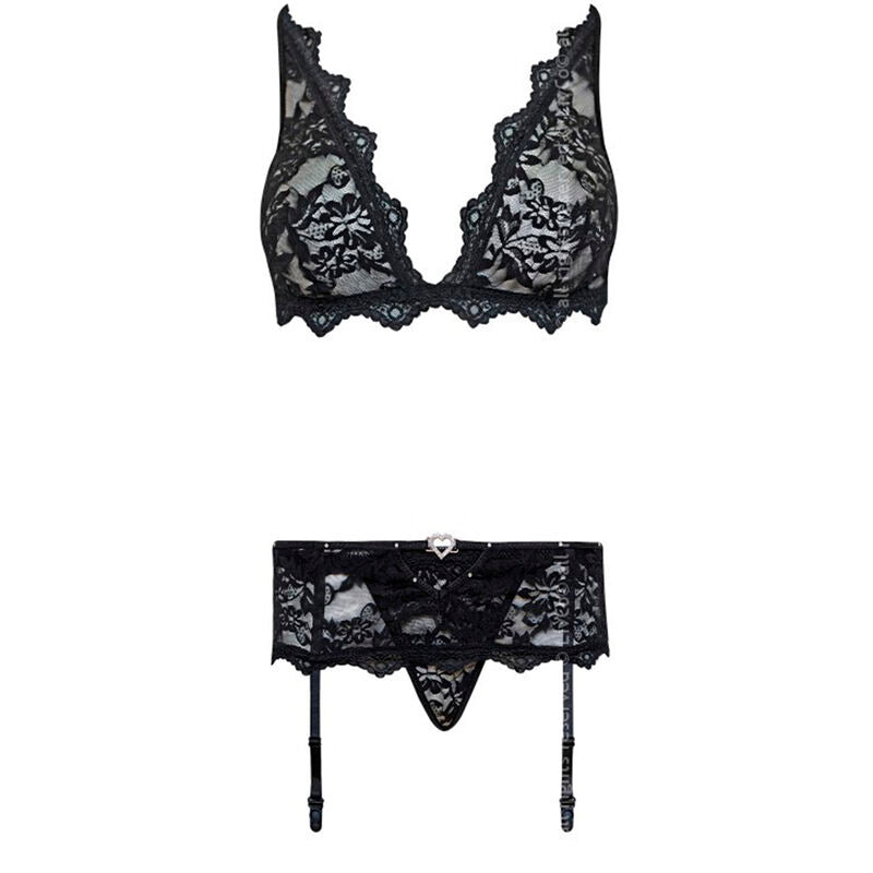 LIVCO CORSETTI FASHION - BELITA LC 90231 BRA + PANTY + GARTER BELT BLACK L/XL - NOCTURNA DESIRES