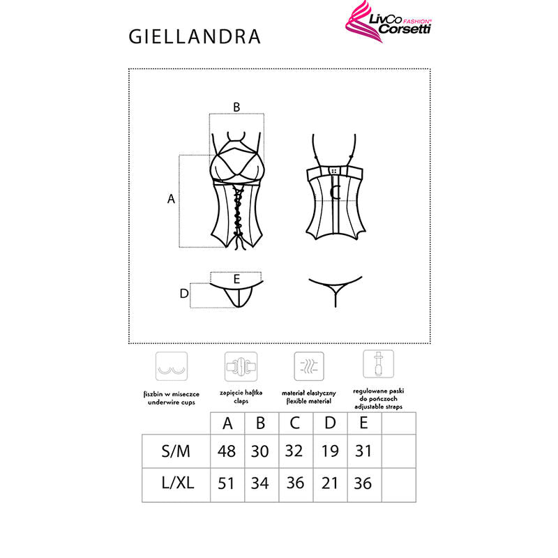 LIVCO CORSETTI FASHION - GIELLANDRA FOR THE SENSES COLLECTION CORSET + PANTY BLACK - NOCTURNA DESIRES