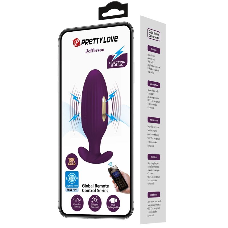 PRETTY LOVE - JEFFERSON APP CONTROLLED ANAL PLUG PURPLE - NOCTURNA DESIRES