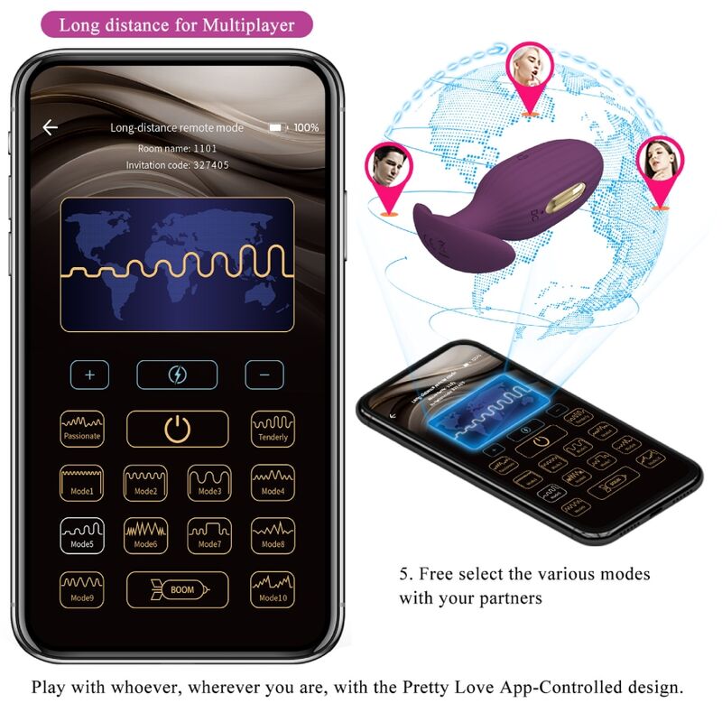 PRETTY LOVE - JEFFERSON APP CONTROLLED ANAL PLUG PURPLE - NOCTURNA DESIRES