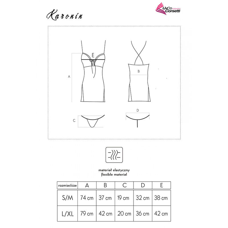 LIVCO CORSETTI FASHION - KARONIN LC 90628 SHIRT + PANTY BLACK L/XL - NOCTURNA DESIRES