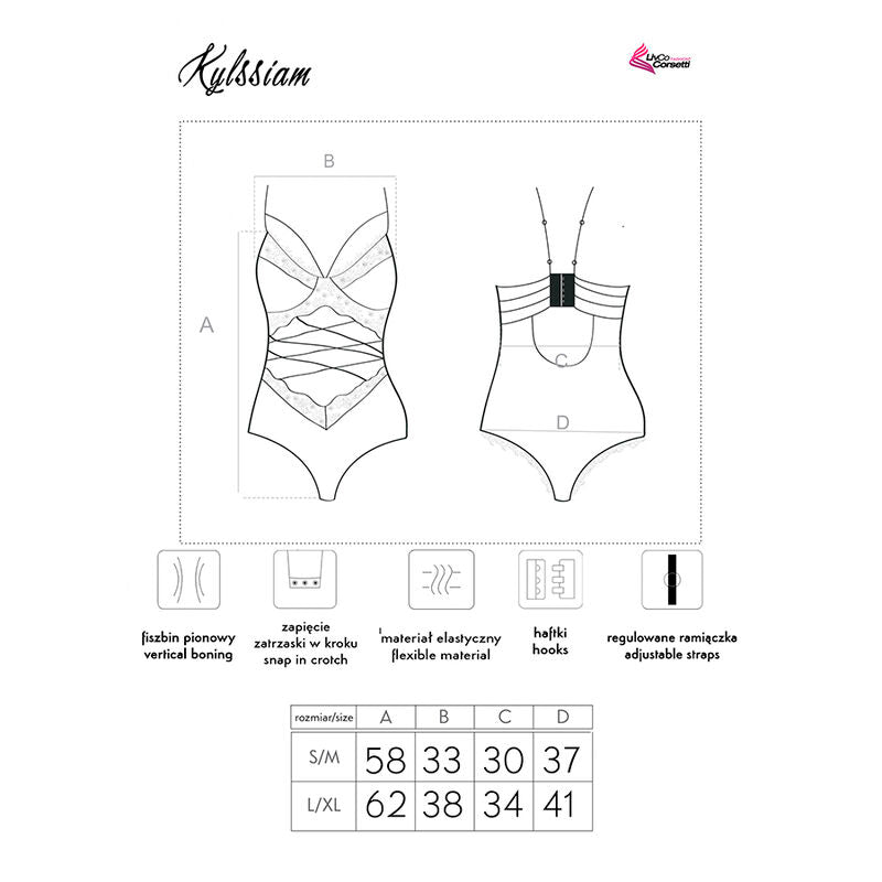 LIVCO CORSETTI FASHION - KYLSSIAM LC 90613 BODY BLACK L/XL - NOCTURNA DESIRES