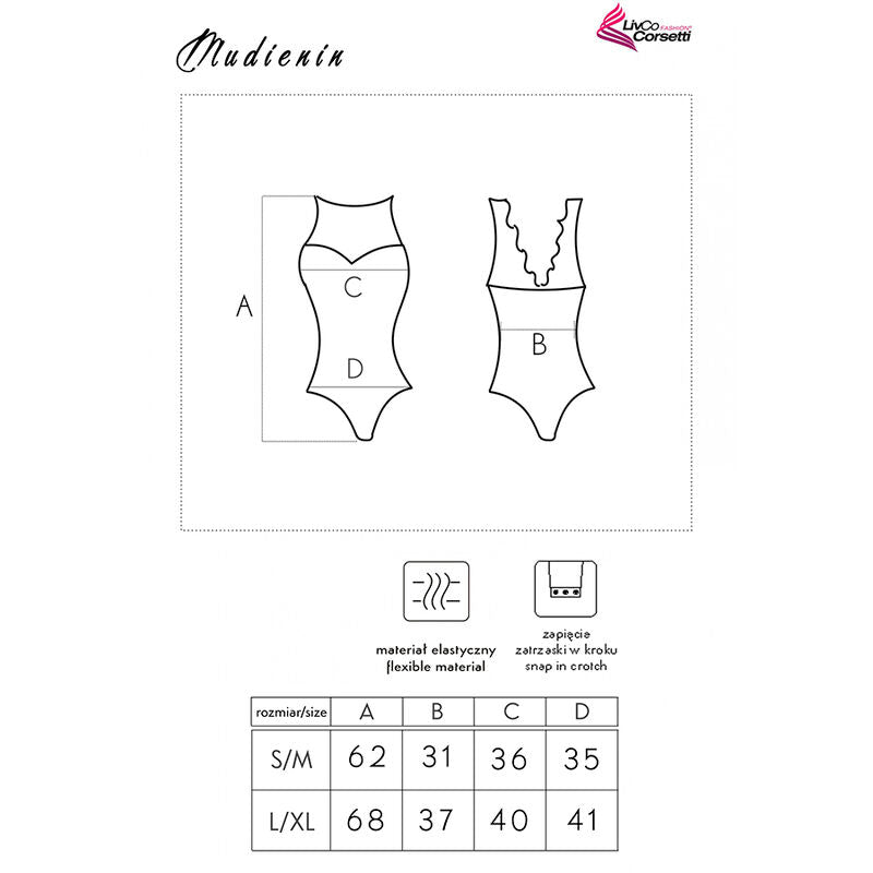 LIVCO CORSETTI FASHION - MUDIENIN LC 90654 BODY BLACK L/XL - NOCTURNA DESIRES