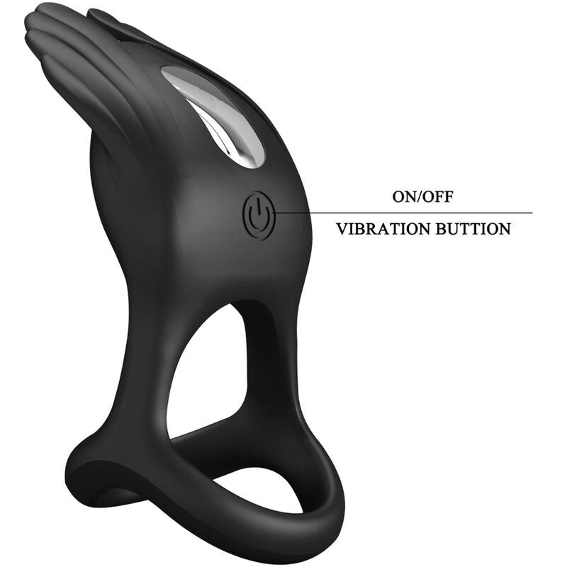 PRETTY LOVE - SILAS VIBRANT PENIS RING 7 VIBRATIONS BLACK SILICONE - NOCTURNA DESIRES