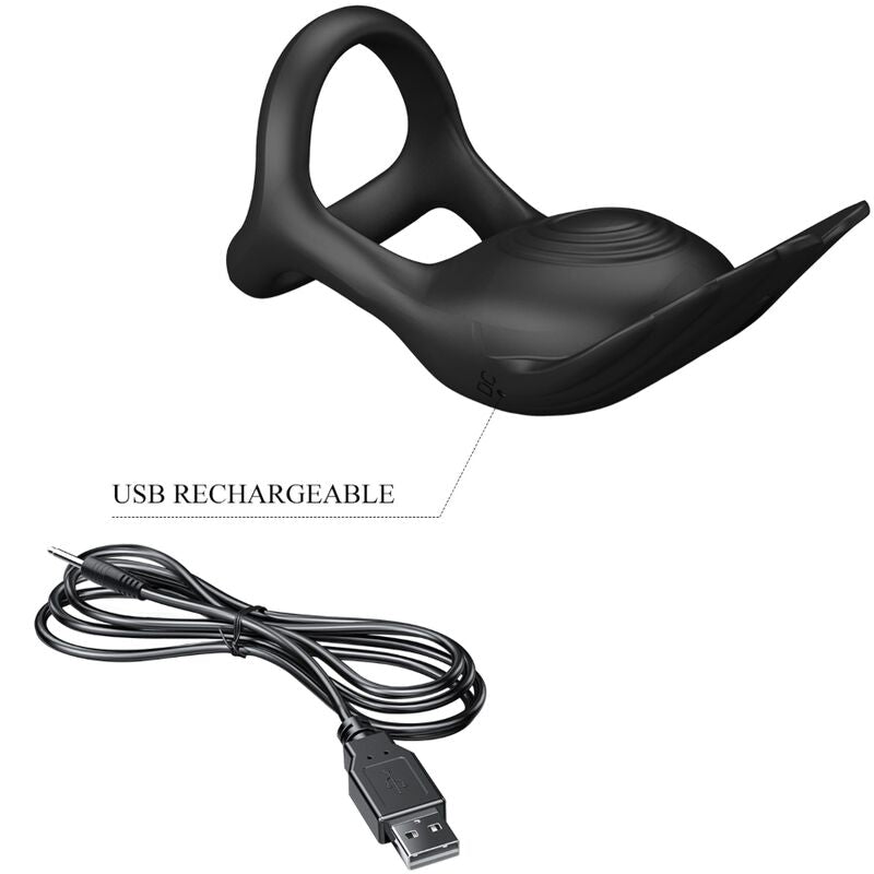 PRETTY LOVE - SILAS VIBRANT PENIS RING 7 VIBRATIONS BLACK SILICONE - NOCTURNA DESIRES