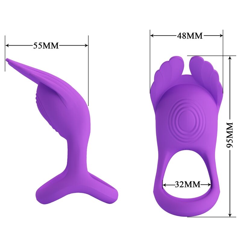 PRETTY LOVE - SILAS VIBRANT PENIS RING 7 VIBRATIONS PURPLE SILICONE - NOCTURNA DESIRES