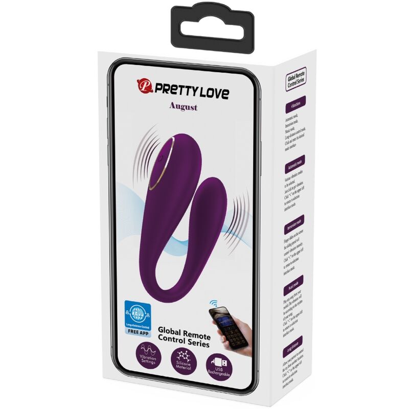 PRETTY LOVE - AUGUST REMOTE GLOBAL DOUBLE PLEASURE VIBRATOR - NOCTURNA DESIRES