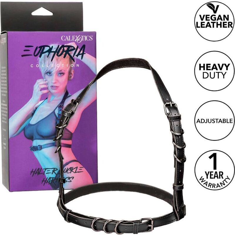 CALEXOTICS - EUPHORIA HALTER BUCKLE HARNESS BLACK - NOCTURNA DESIRES