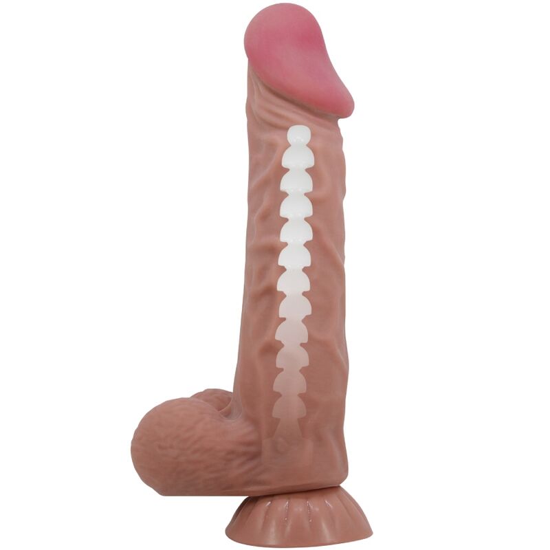 PRETTY LOVE - SLIDING SKIN SERIES REALISTIC DILDO WITH SLIDING SKIN SUCTION CUP BROWN 24 CM - NOCTURNA DESIRES