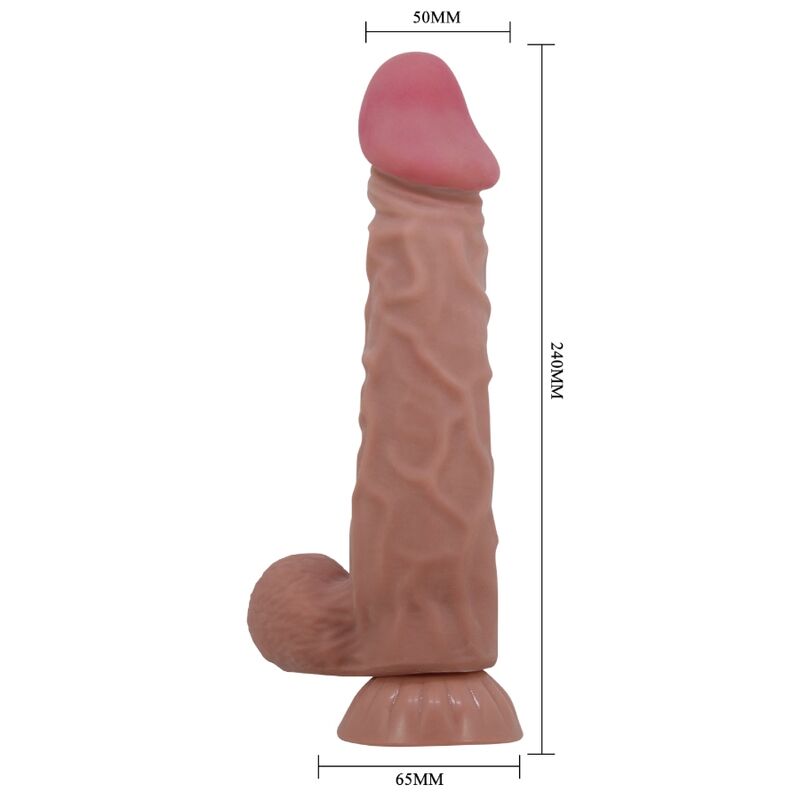 PRETTY LOVE - SLIDING SKIN SERIES REALISTIC DILDO WITH SLIDING SKIN SUCTION CUP BROWN 24 CM - NOCTURNA DESIRES