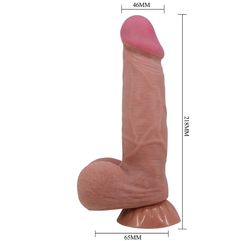 PRETTY LOVE - SLIDING SKIN SERIES REALISTIC DILDO WITH SLIDING BROWN SKIN SUCTION CUP 21.8 CM - NOCTURNA DESIRES