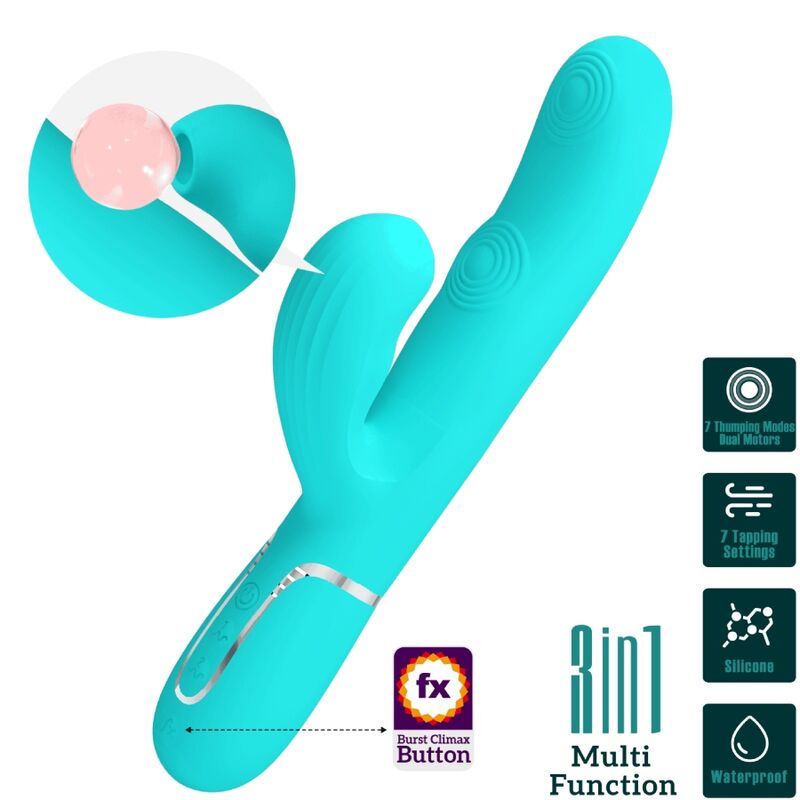 PRETTY LOVE - PERLITA MULTIFUNCTION 3 IN 1 G-SPOT VIBRATOR AQUA GREEN - NOCTURNA DESIRES
