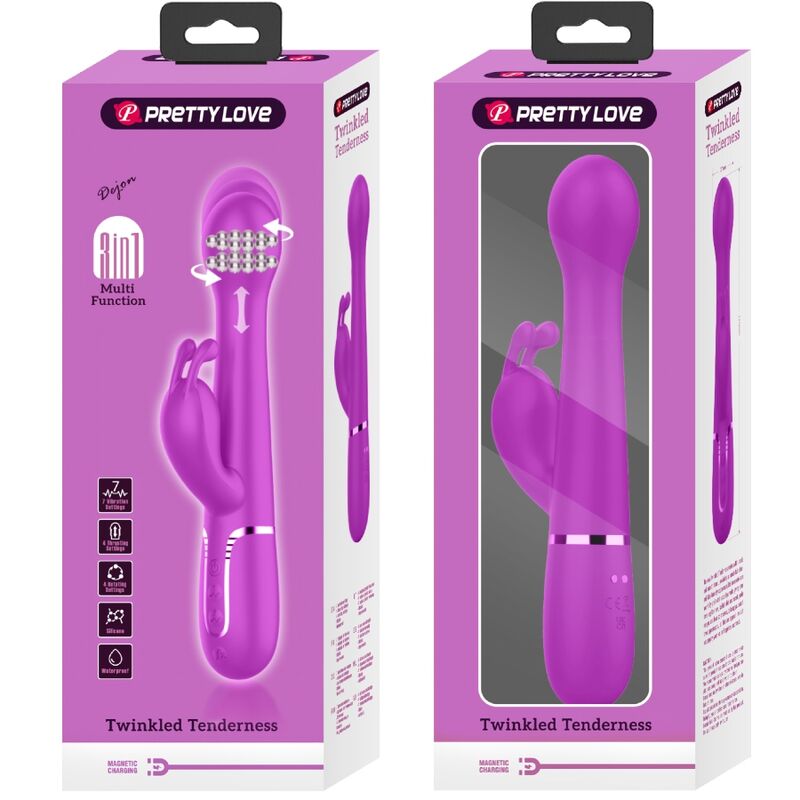 PRETTY LOVE - DEJON RABBIT VIBRATOR 3 IN 1 MULTIFUNCTION VIOLET - NOCTURNA DESIRES