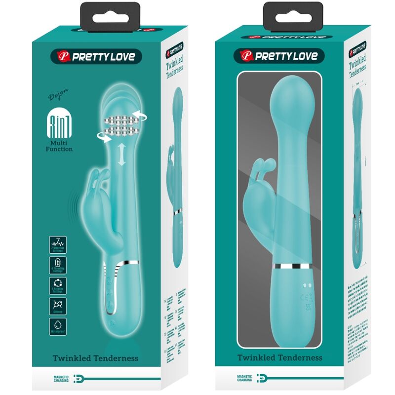 PRETTY LOVE - DEJON RABBIT VIBRATOR 3 IN 1 MULTIFUNCTION AQUA GREEN - NOCTURNA DESIRES