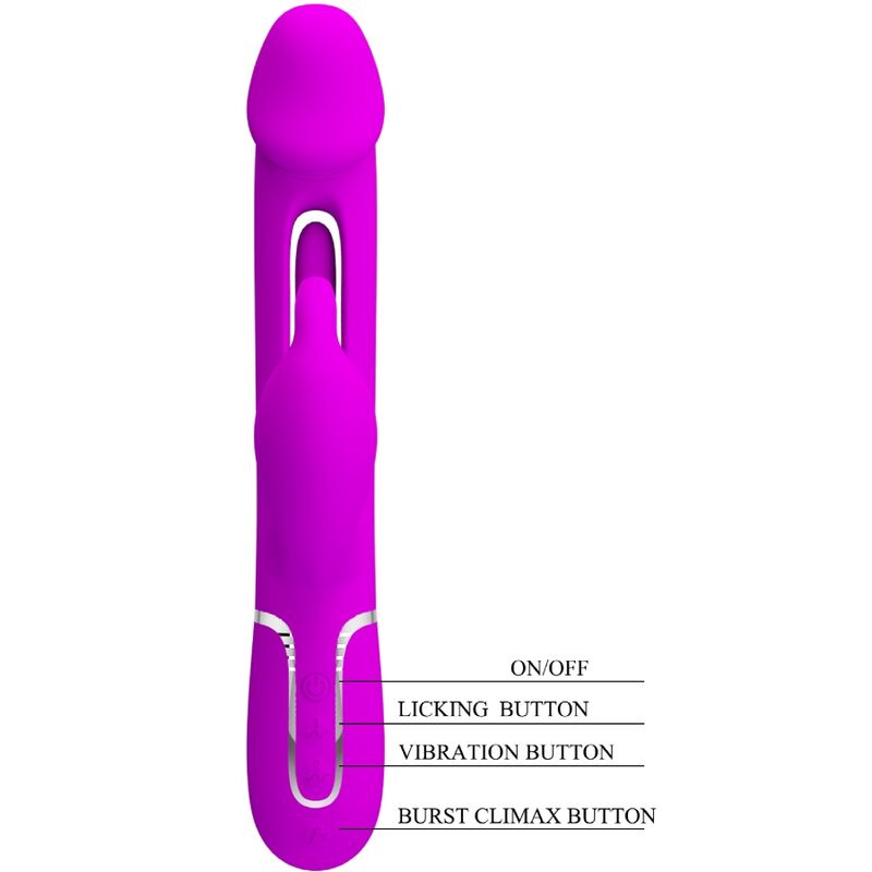 PRETTY LOVE - KAMPAS RABBIT 3 IN 1 MULTIFUNCTION VIBRATOR WITH TONGUE FUCHSIA - NOCTURNA DESIRES