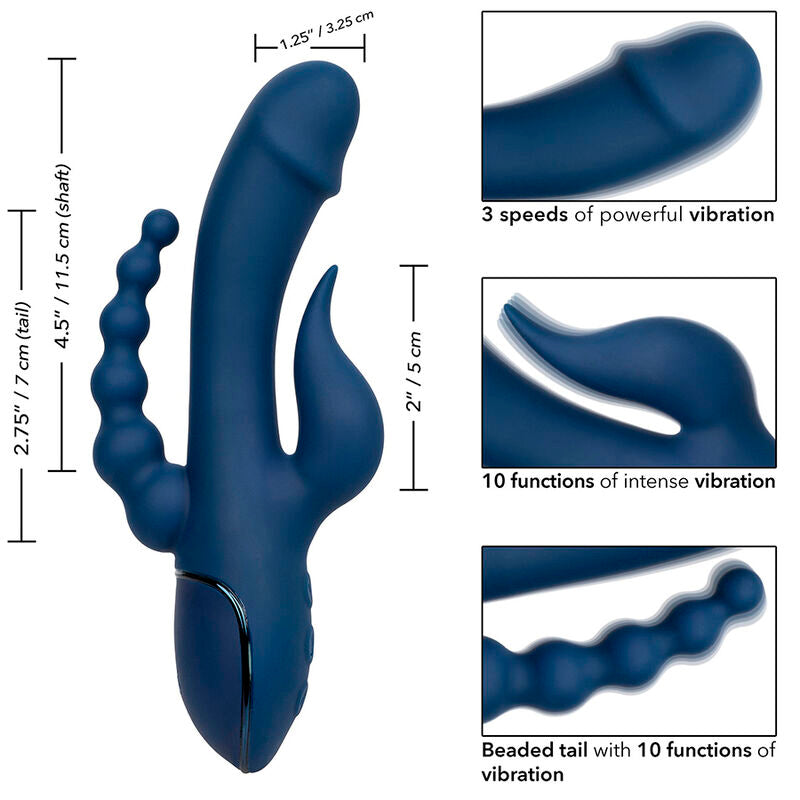 CALEXOTICS - VIBRATOR TRIPLE ORGASM BLUE - NOCTURNA DESIRES